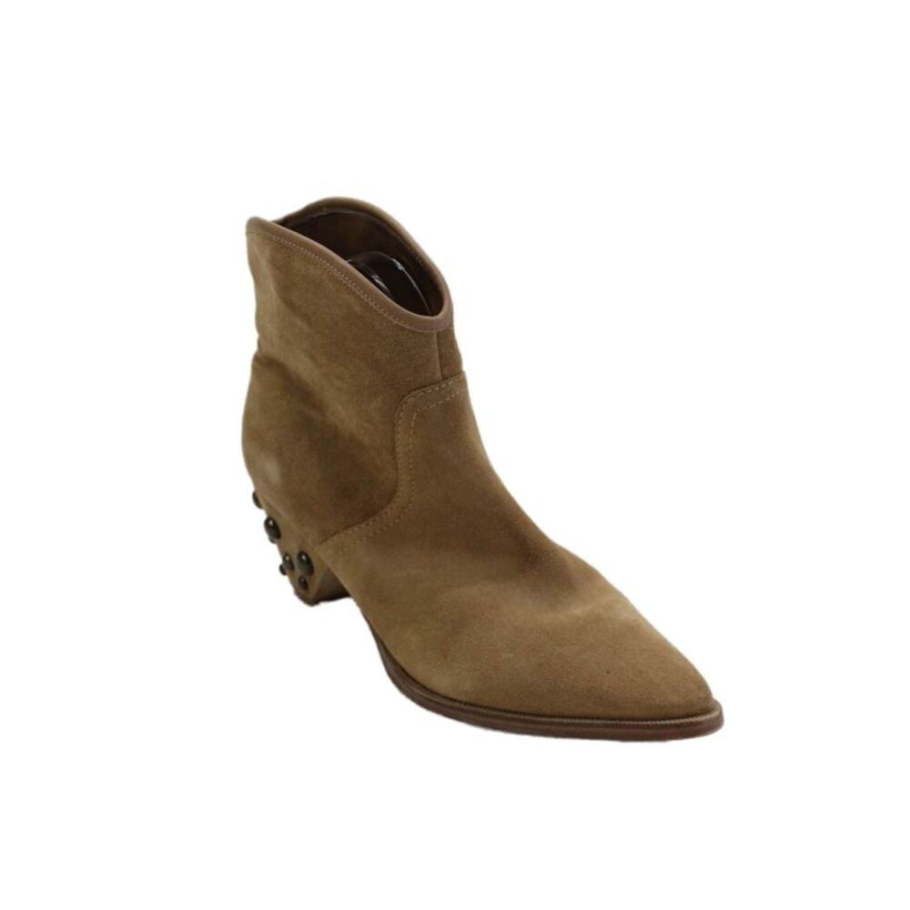 Marc Fisher LTD. Womens Studded Leather Pointed Toe Annkle Boots Beige Size 8.5M